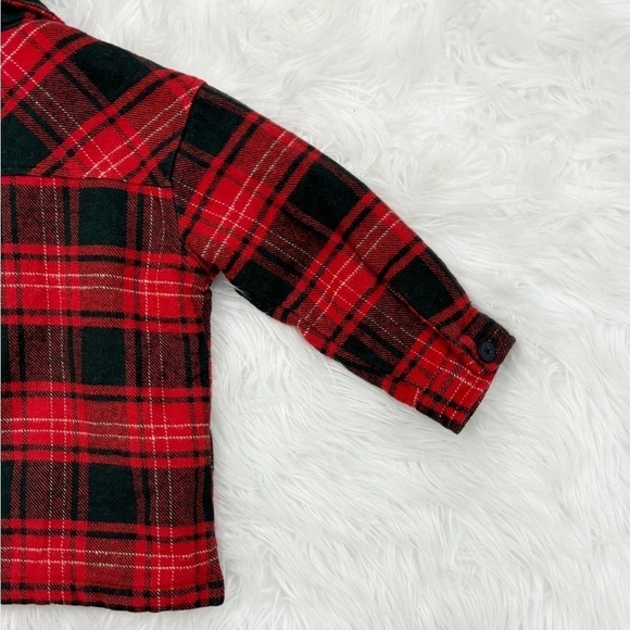 Zara Kids Toddler Plaid Red Button Down Pockets Faux Flannel Jacket Sz 2-3 Yrs - Picture 9 of 14